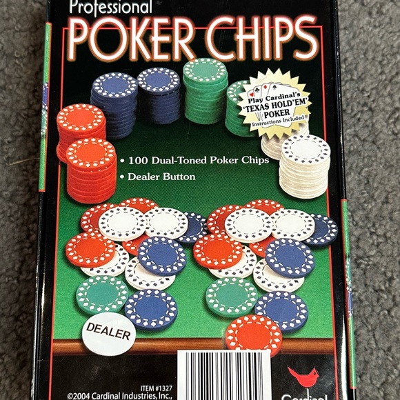 Cardinal Professional Poker Chips Set of 100 Pieces with Dealer Button - Picture 2 of 2